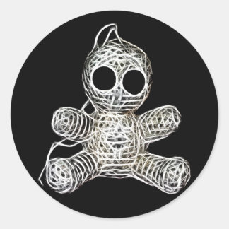 Kawaii White Voodoo Doll Funny Magic Toy Classic Round Sticker