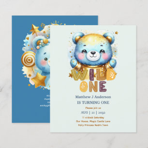 Kawaii WILD ONE 1st Birthday Boys BEAR Woodland