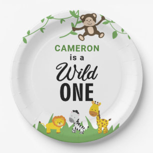 Kawaii Wild One Birthday Safari Jungle Animals Paper Plate