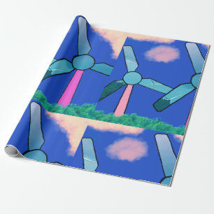 Kawaii Windmill Dreams wrapping paper