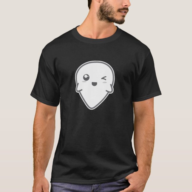Kawaii Winking Ghost Clothing T-Shirt (Front)