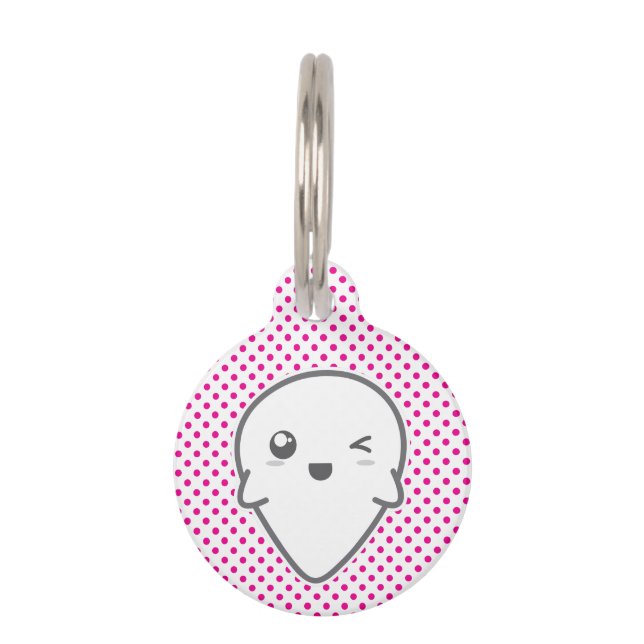 Kawaii Winking Ghost Dog Tag (Front)