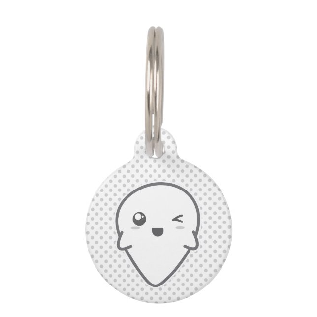 Kawaii Winking Ghost Dog Tag (Front)