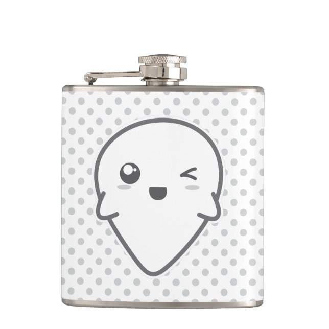 Kawaii Winking Ghost Flask (Front)