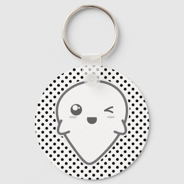 Kawaii Winking Ghost Keychain (Front)