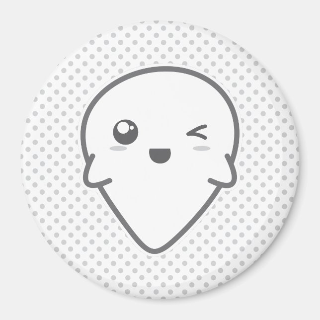 Kawaii Winking Ghost Magnet (Front)