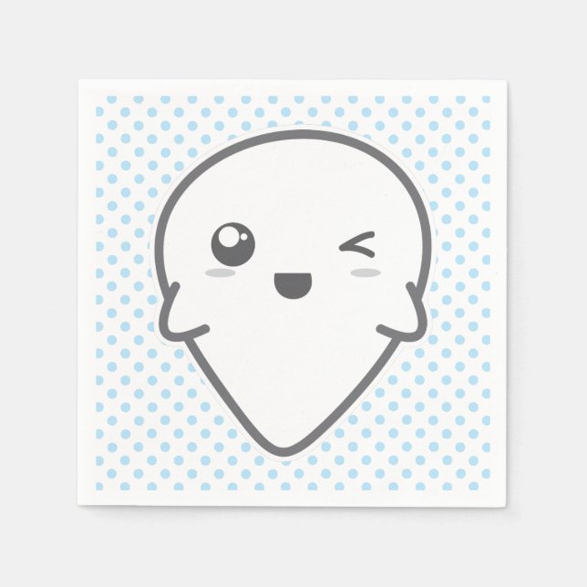 Kawaii Winking Ghost Napkins (Front)