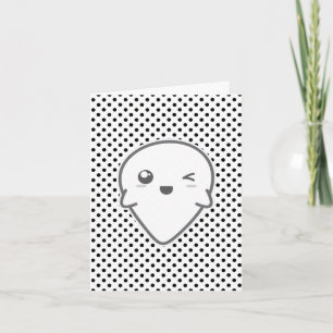 Kawaii Winking Ghost Note Card