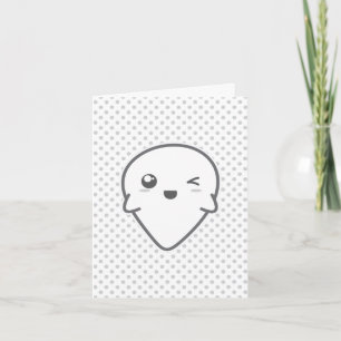 Kawaii Winking Ghost Note Card
