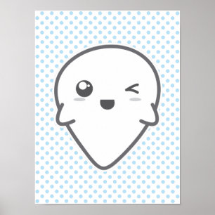 Kawaii Winking Ghost Poster Print