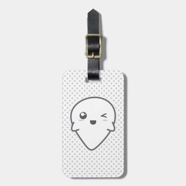 Kawaii Winking Ghost Travel Luggage Tags (Front Vertical)