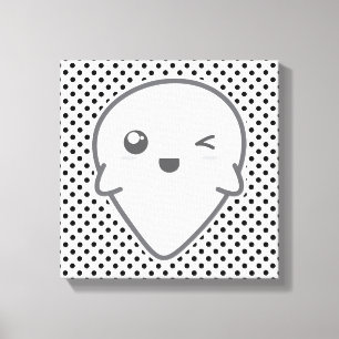 Kawaii Winking Ghost Wrapped Canvas