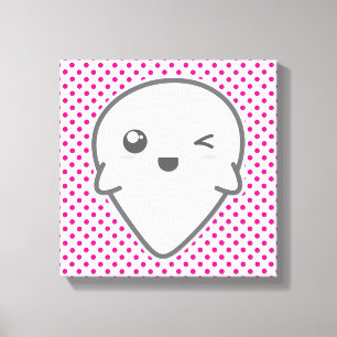 Kawaii Winking Ghost Wrapped Canvas