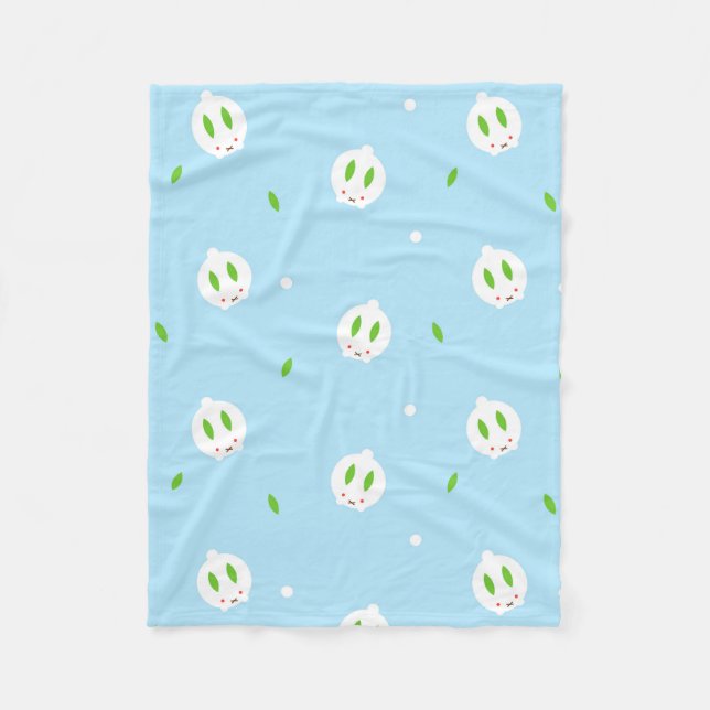 Kawaii Winter Snow Bunny Fleece Blanket (Front)