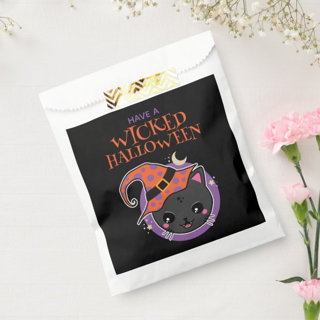 Kawaii Witch Cat Halloween Favour Bags (Sealed)