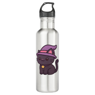 Kawaii Witch Cat in Purple Hat Classic T-Shirt 710 Ml Water Bottle