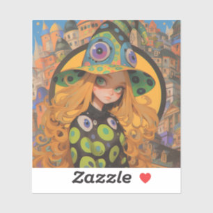 Kawaii Witch & Eyeball Hat in Fantasy City
