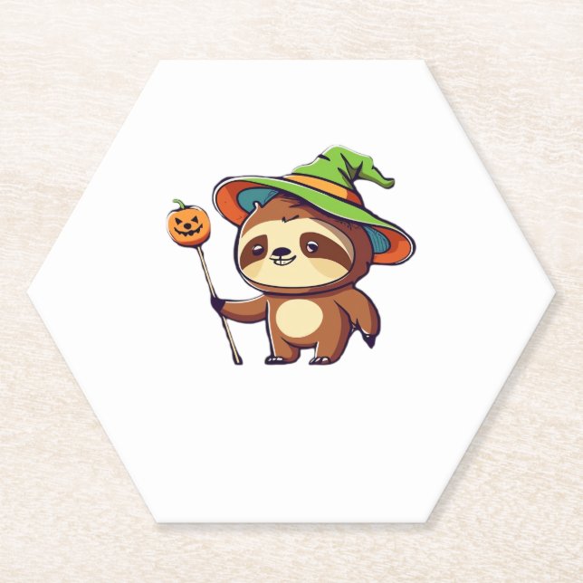 kawaii witch sloth Classic T-Shirt Paper Coaster (Front)