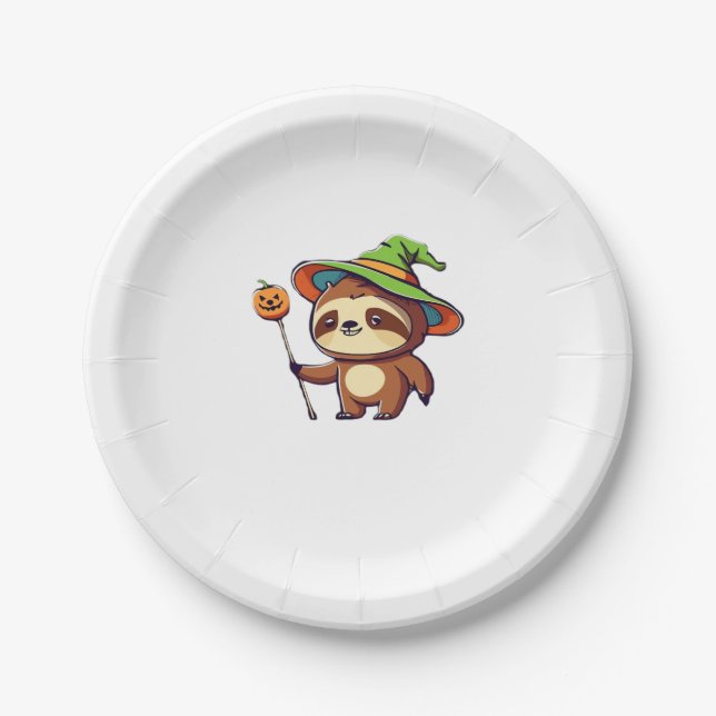 kawaii witch sloth Classic T-Shirt Paper Plate (Front)