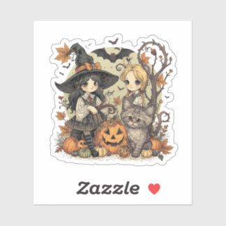 Kawaii witches with Gatinho and Abóbora