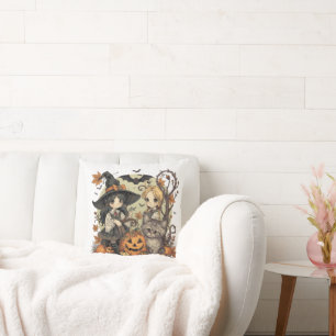 Kawaii witches with Gatinho and Abóbora Cushion