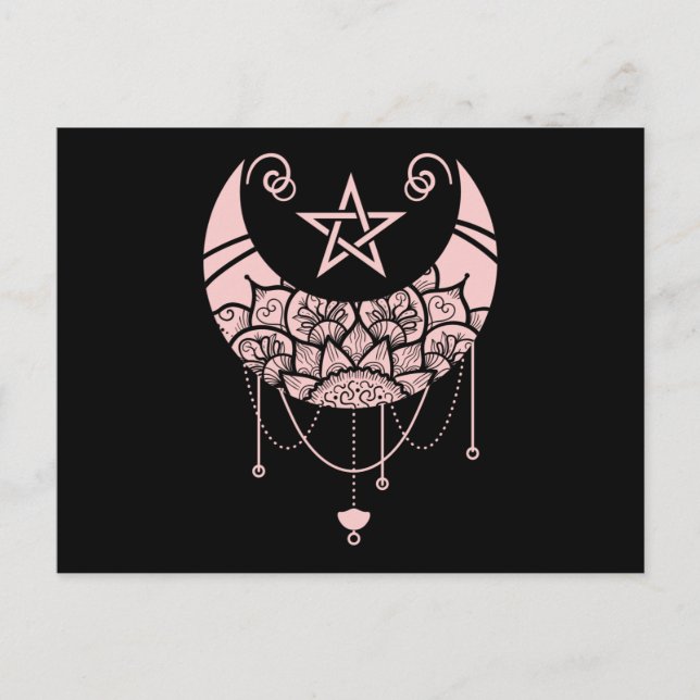 Kawaii Witchy Crescent Pastel Goth Moon Postcard (Front)