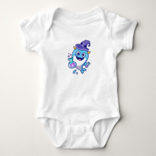 Kawaii Wizard Whale Potion Science Design Baby Bodysuit