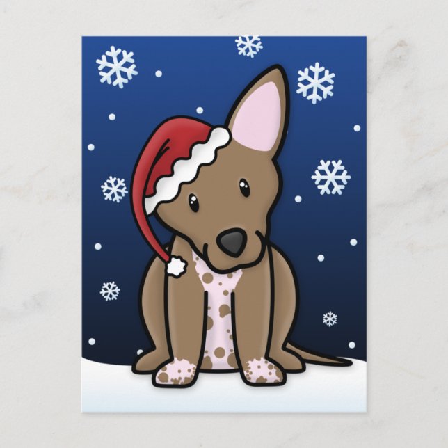 Kawaii Xoloitzcuintle Christmas Postcard (Front)