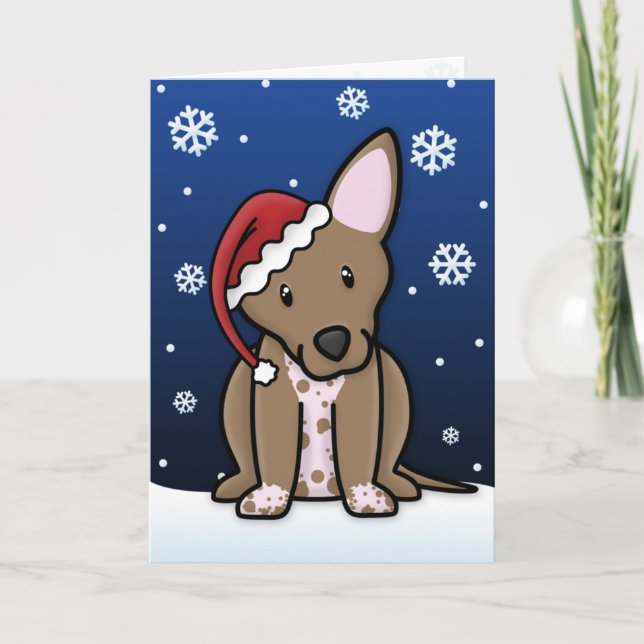 Kawaii Xoloitzcuintli Christmas Card (Front)