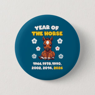 Kawaii Year Of Horse Chinese Zodiac 2026 Animal  6 Cm Round Badge