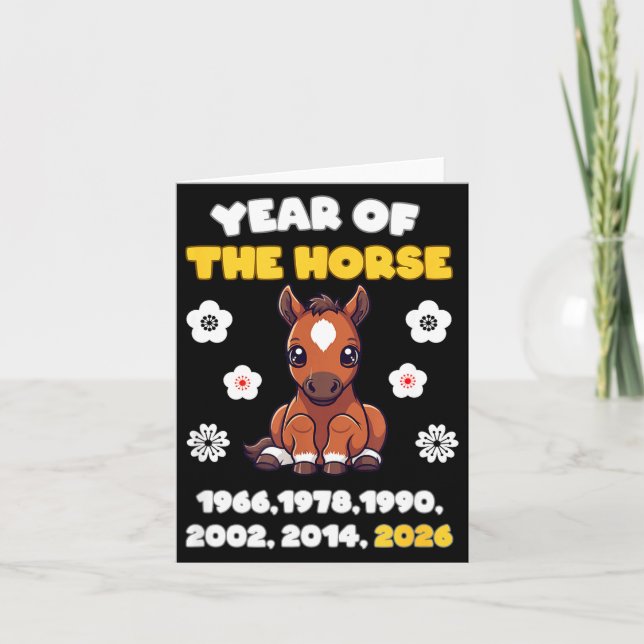 Kawaii Year Of Horse Chinese Zodiac 2026 Animal  Card (Front)