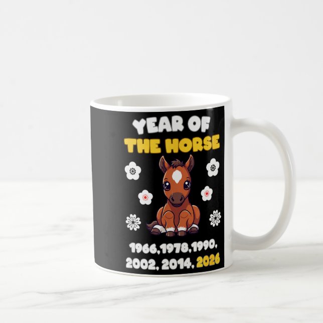 Kawaii Year Of Horse Chinese Zodiac 2026 Animal  Coffee Mug (Right)