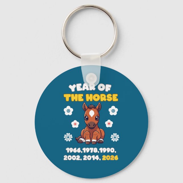 Kawaii Year Of Horse Chinese Zodiac 2026 Animal  Key Ring (Front)