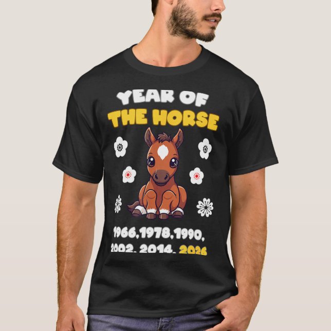 Kawaii Year Of Horse Chinese Zodiac 2026 Animal  T-Shirt (Front)
