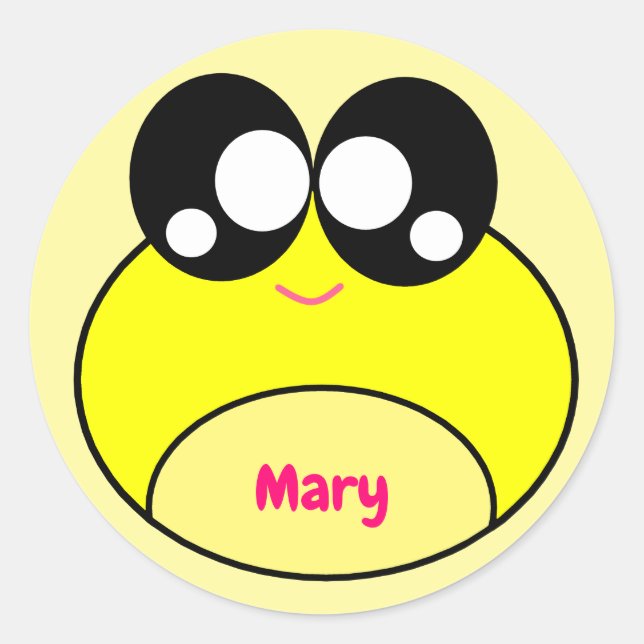 Kawaii Yellow Frog Cute Classic Round Sticker (Front)