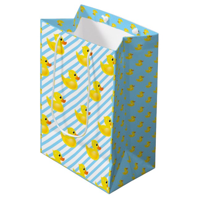 Kawaii Yellow Rubber Duck Pattern Medium Gift Bag (Front Angled)