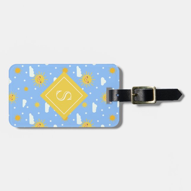 Kawaii Yellow Suns And Cloud Pattern Luggage Tag (Front Horizontal)