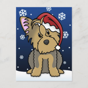 Kawaii Yorkie Christmas Postcard