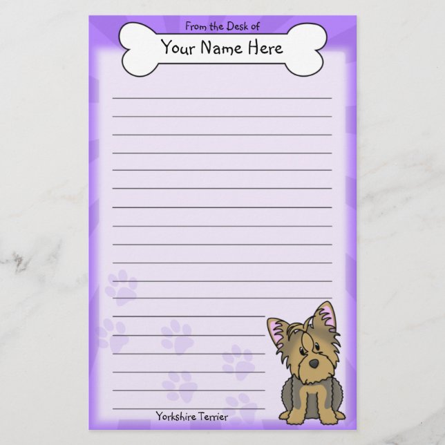 Kawaii Yorkshire Terrier Stationery (Front)