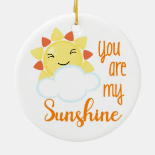 Kawaii You Are My Sunshine Sun Clouds Ceramic Tree Decoration