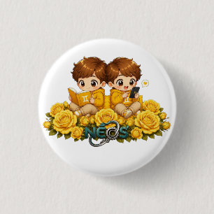Kawaii Zodiac Neos Gemini 3 Cm Round Badge