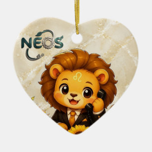 Kawaii Zodiac Neos Leo Ceramic Tree Decoration