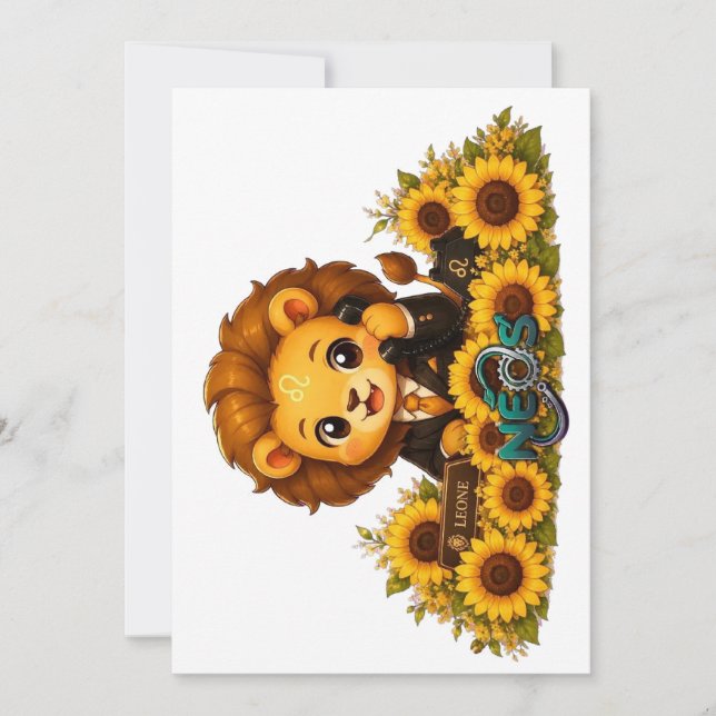 Kawaii Zodiac Neos Leo Invitation (Front)