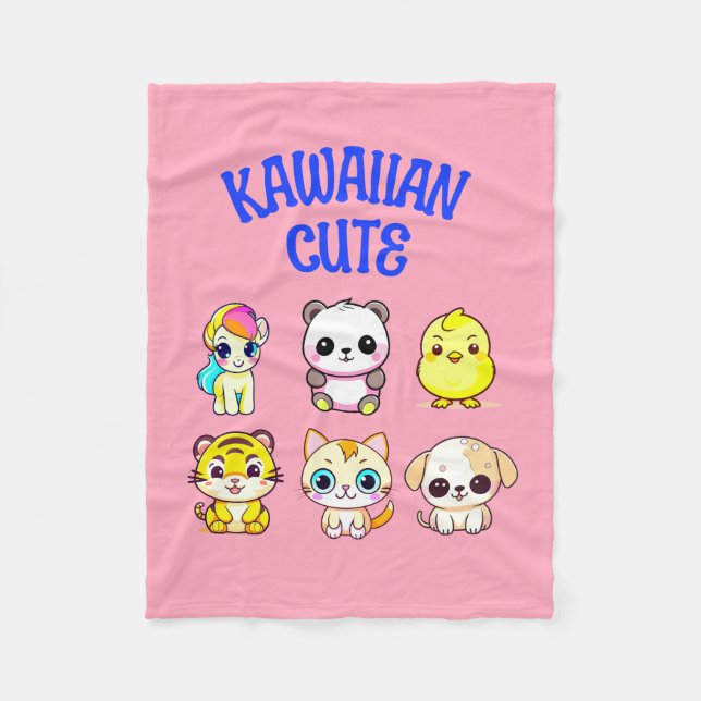 Kawaiian Cute Style Fleece Blanket (Front)