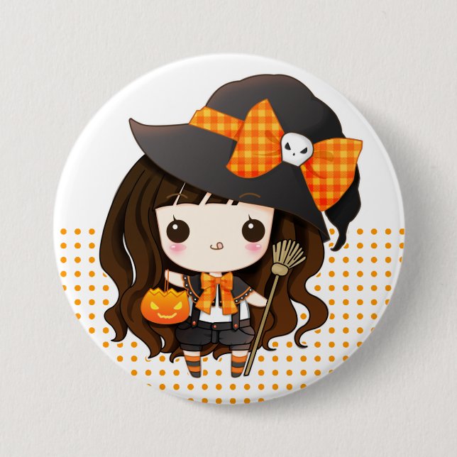 Kawaiii Halloween witch 7.5 Cm Round Badge (Front)
