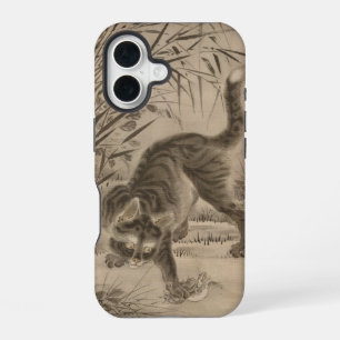 Kawanabe Kyosai Cat Catching a Frog Japanese Art iPhone 16 Case