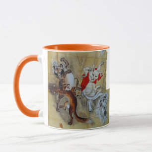 kawanabe kyosai, Tanuki and monster cat Mug