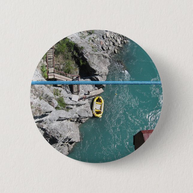 Kawarau Bridge Bungy POV, Queenstown, New Zealand 6 Cm Round Badge (Front)