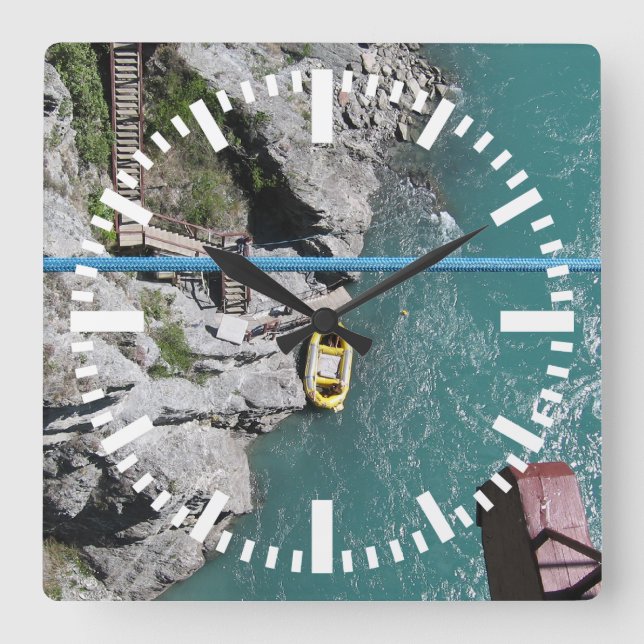 Kawarau Bridge Bungy POV, Queenstown, New Zealand Square Wall Clock (Front)