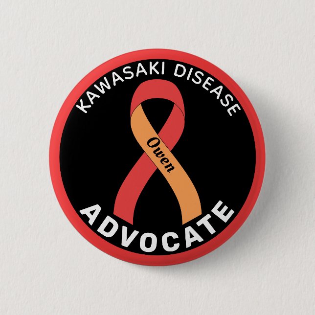 Kawasaki Disease Advocate Ribbon Black Button (Front)